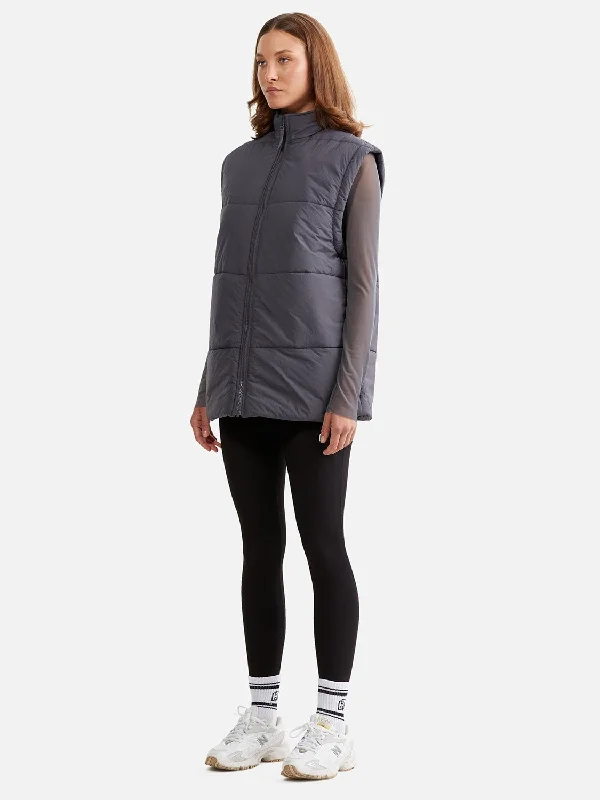 Elodie Oversized Puffer Vest - Gunmetal