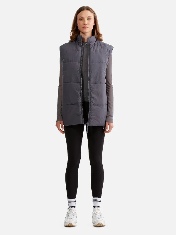 Elodie Oversized Puffer Vest - Gunmetal