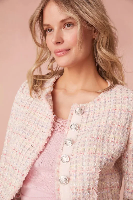 Falima Tweed Cropped Jacket - Birthday Cake