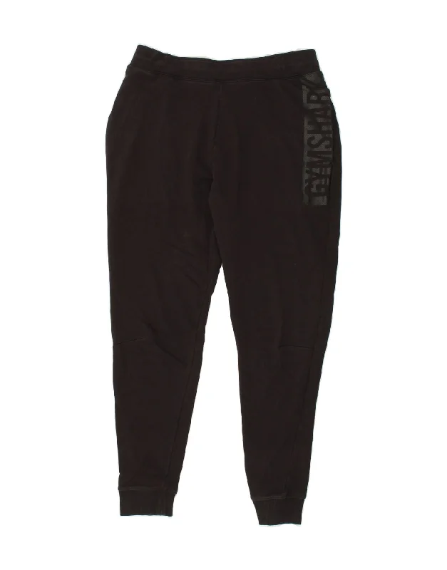 GYMSHARK Womens Graphic Tracksuit Trousers Joggers UK 14 Large Black