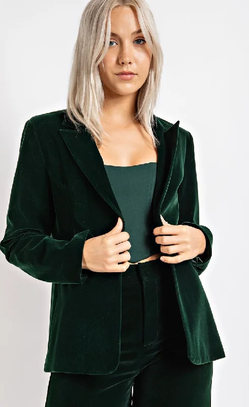 Hunter Green Velvet Blazer