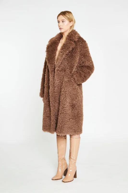 Walnut Faux-Fur Midi-Coat