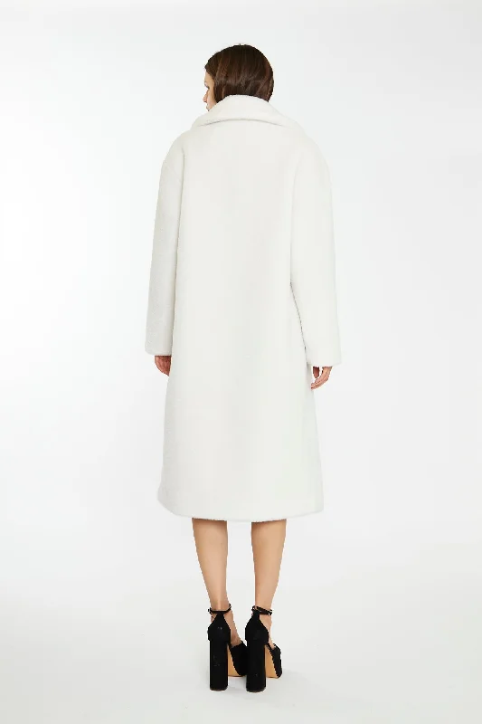 Winter White Longline Faux Fur Coat