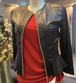 Leatherette Jacket with Peplum