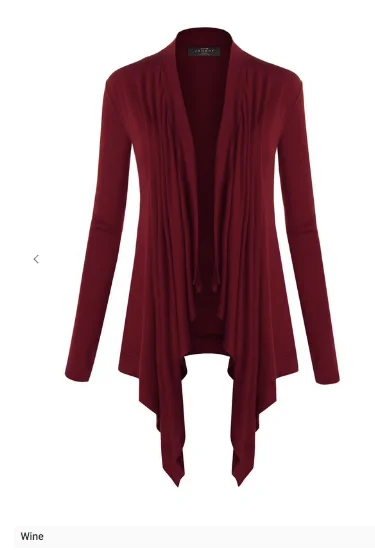 Long Sleeve Draped Open Front Cardigan