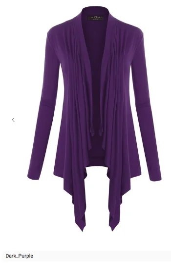 Long Sleeve Draped Open Front Cardigan