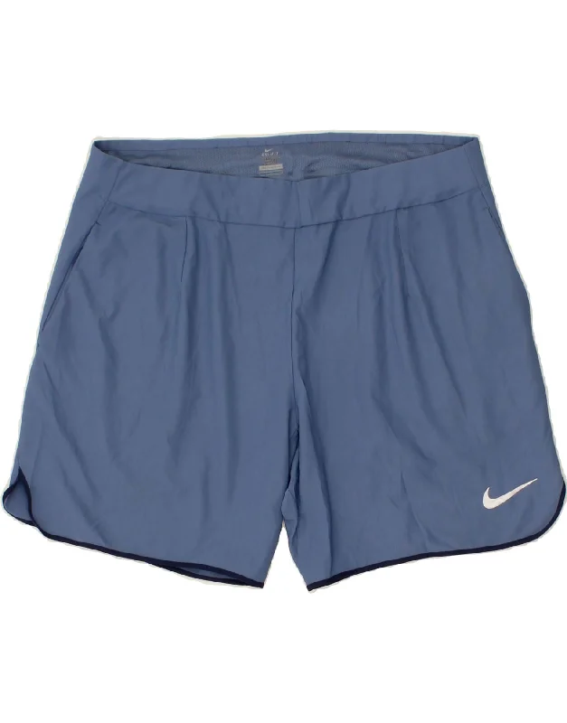 NIKE Womens Dri Fit Sport Shorts UK 16 Large Blue Polyester