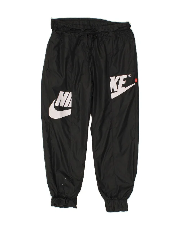 NIKE Womens Graphic Tracksuit Trousers Joggers UK 14 Medium Black