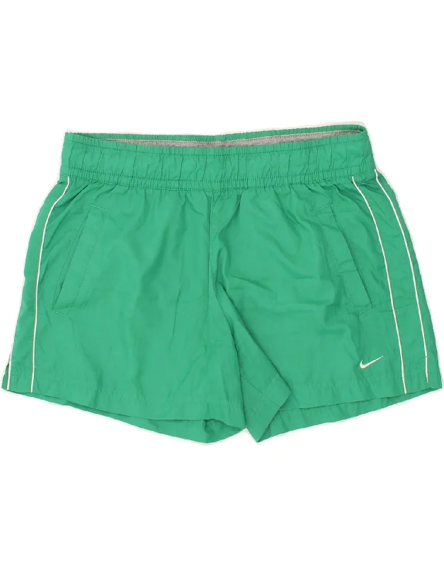 NIKE Womens Sport Shorts UK 12/14 Medium Green Polyester