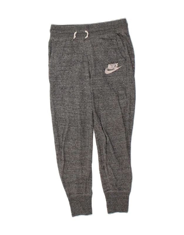 NIKE Womens Tracksuit Trousers Joggers UK 6 XS Grey Flecked Cotton