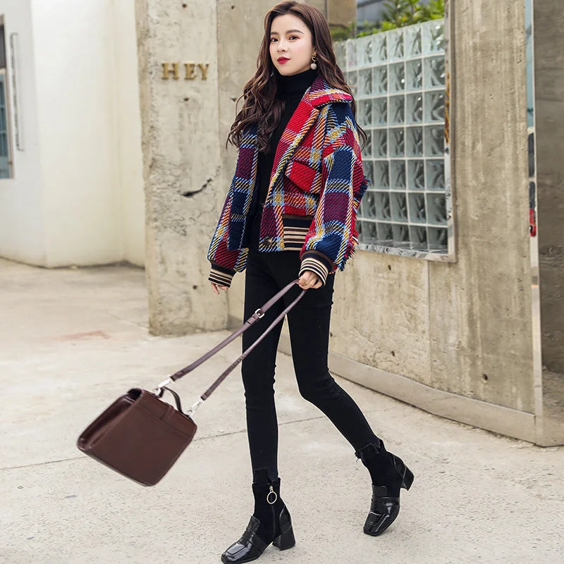 Plaid wool coat