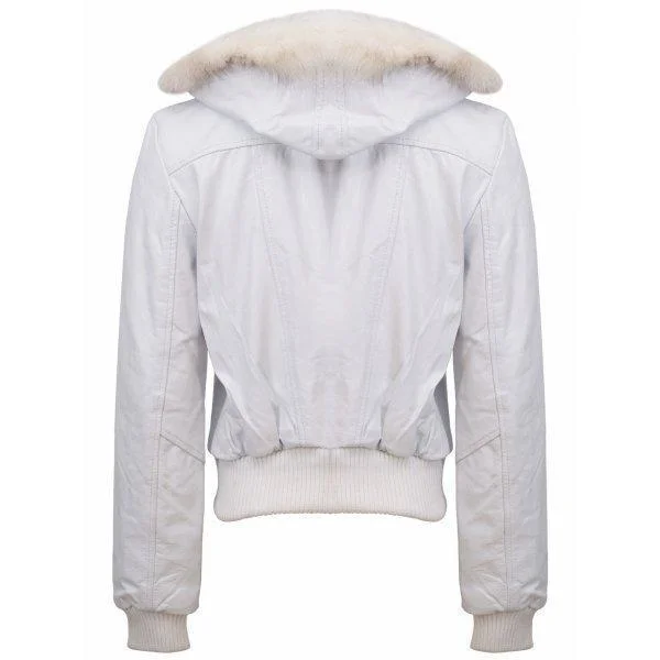 Prime White Fur Leather Jacket fro Women