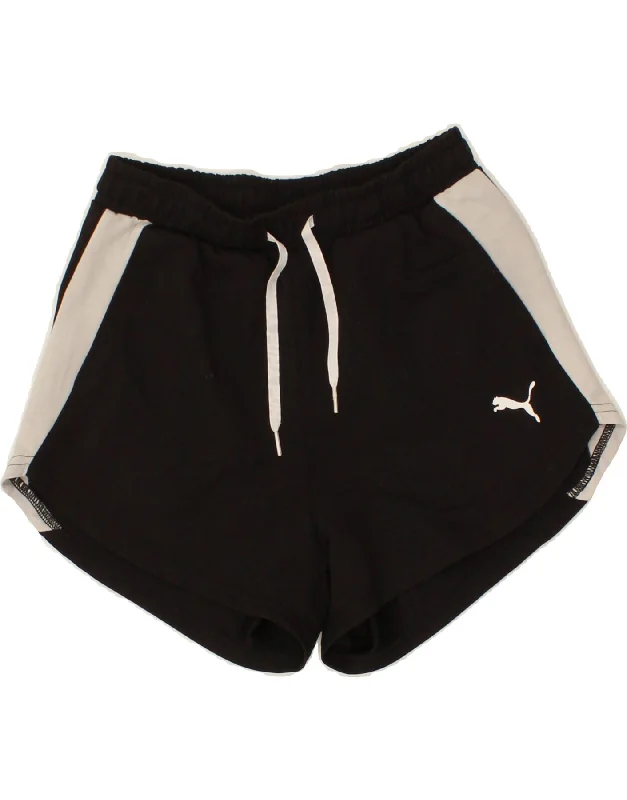 PUMA Womens Sport Shorts UK 4 XS Black Colourblock Cotton