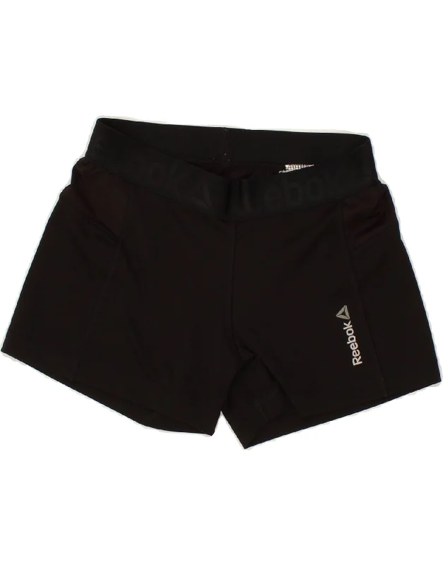 REEBOK Womens Graphic Sport Shorts UK 8/10 Small Black