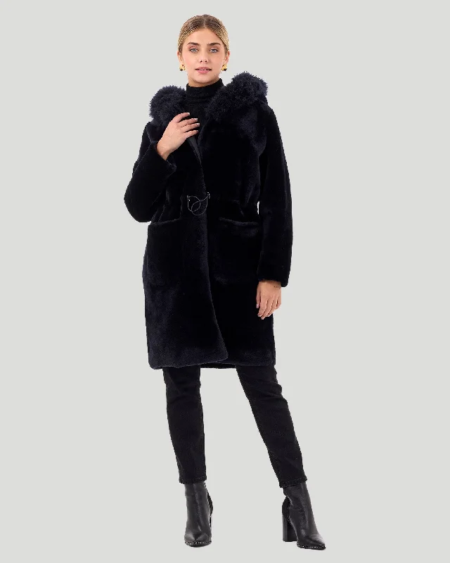 Reversible Shearling Lamb Parka With Select Cashmere Goat Trim