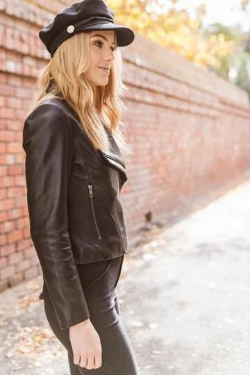 Sienna Black Lambskin Leather Jacket for Women