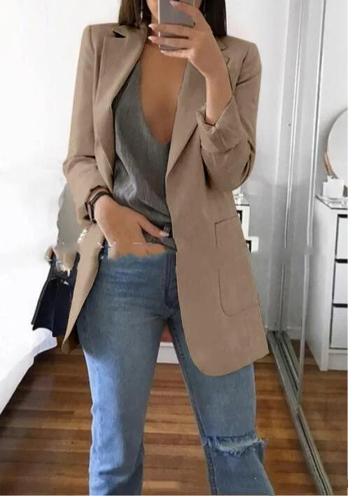 Suit lapel slim cardigan temperament suit jacket women spring and autumn