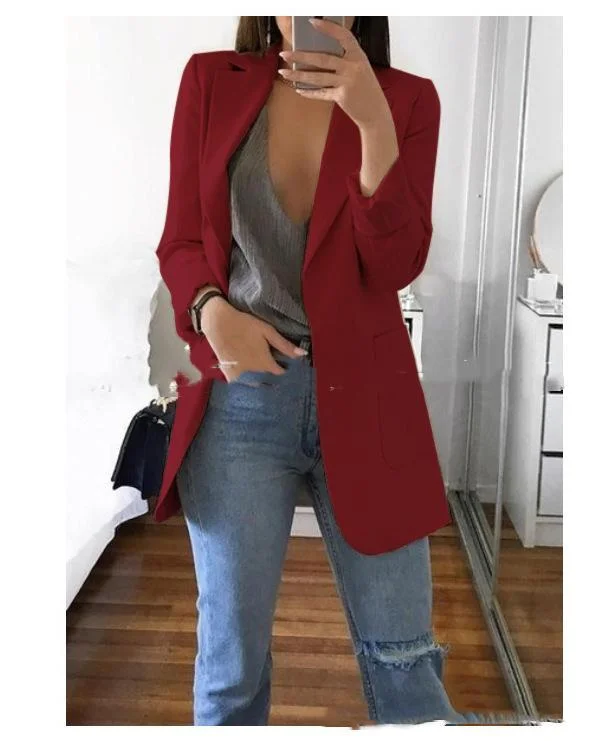 Suit lapel slim cardigan temperament suit jacket women spring and autumn