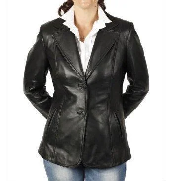 Super Boworish Women Black Leather Blazers