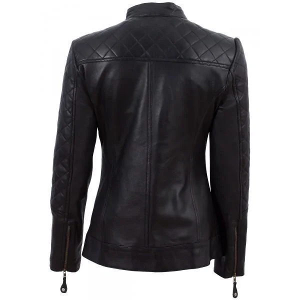 Super Cafe Racer Black Women Leather Jacket