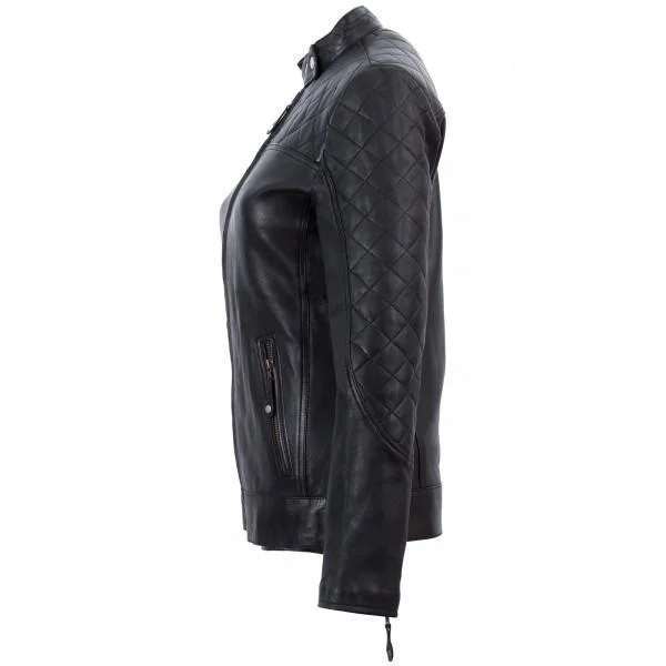 Super Cafe Racer Black Women Leather Jacket