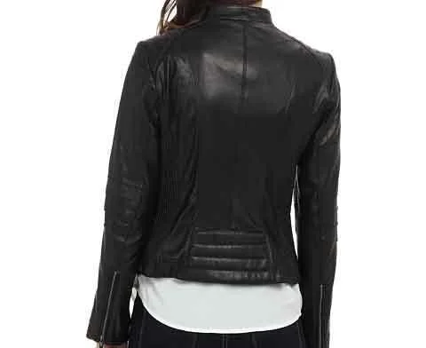 Super Henzy Women Classic Black Leather Jackets