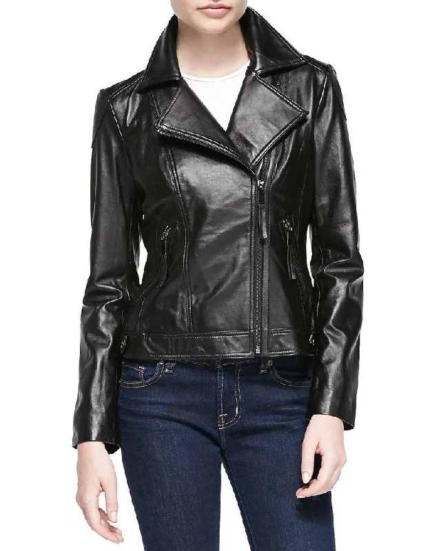 Super Natasha Women Biker Black Leather Jackets