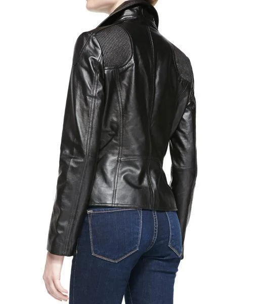 Super Natasha Women Biker Black Leather Jackets