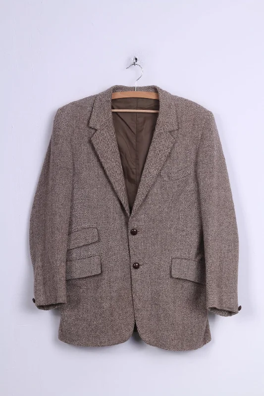 Tailored in England by Haighton of Nantwich Mens 40'' Blazer Single Breasted Wool Herringbone