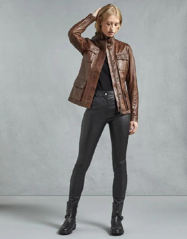 TRIUMPH 2.0 WOMEN LEATHER JACKET - COGNAC