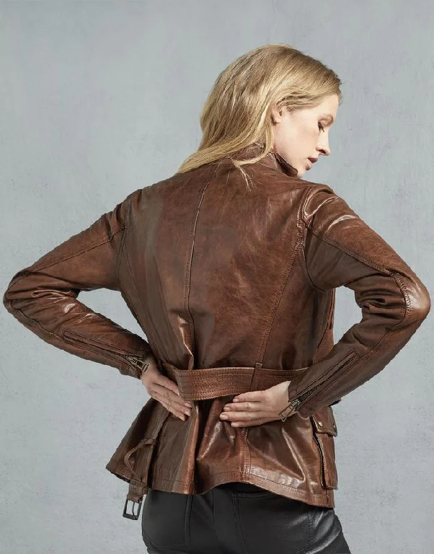 TRIUMPH 2.0 WOMEN LEATHER JACKET - COGNAC