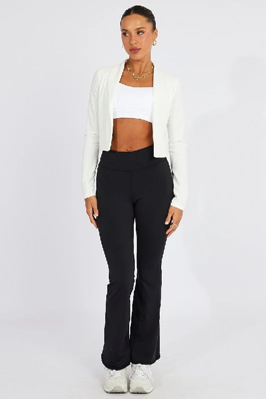 White Crop Jacket 3/4 Sleeve