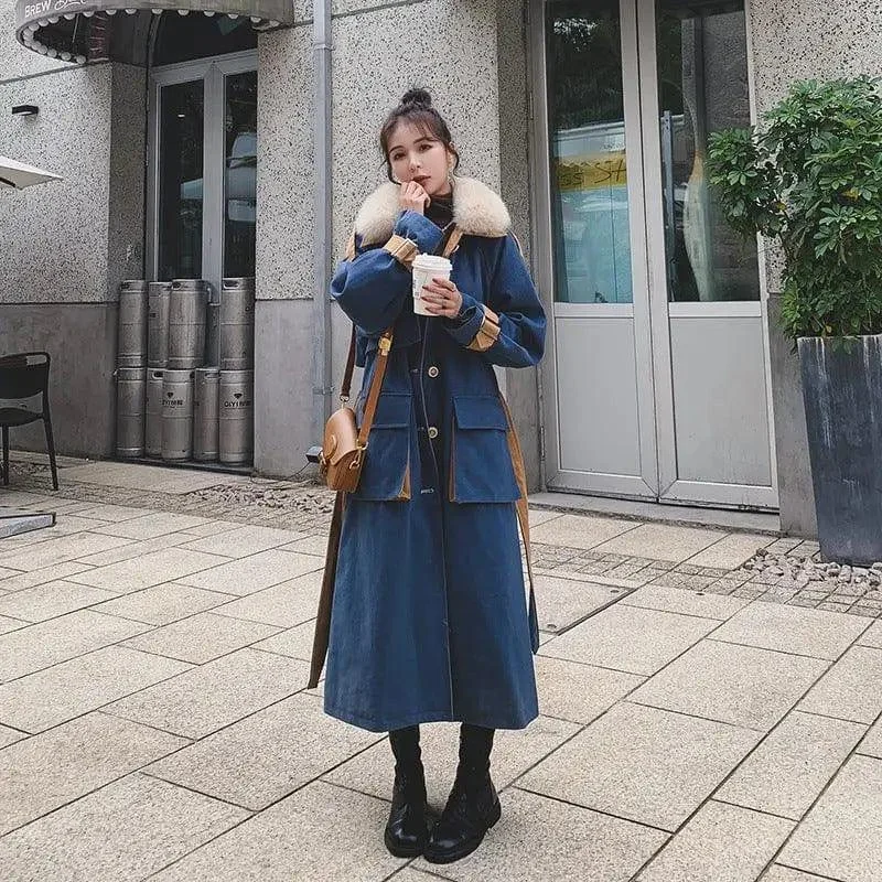 Women's Long Tooling Pie Overcoming Loose Plus Fleece Coat