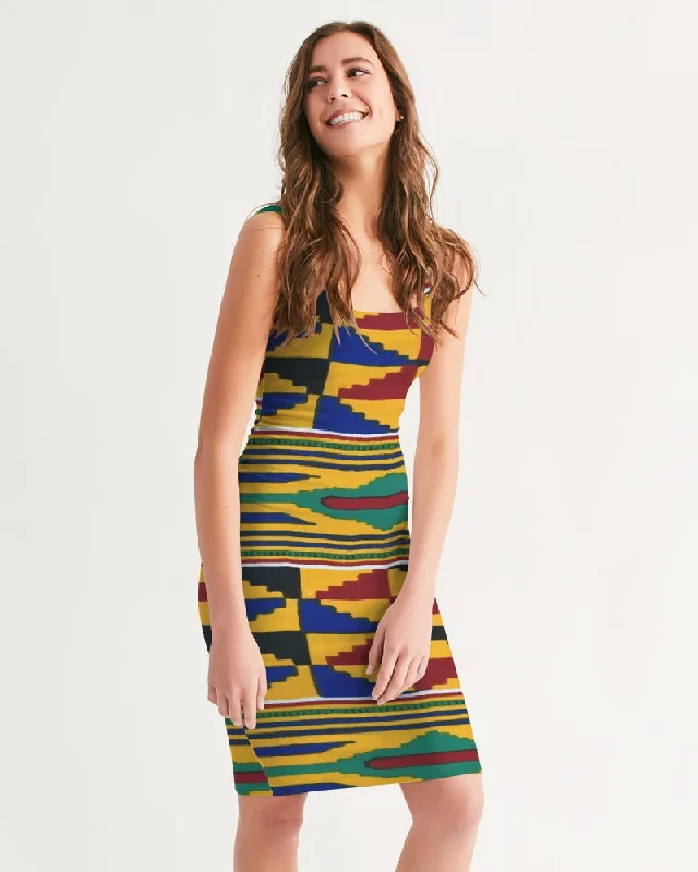 AKH African Kente Cloth Women's Midi Bodycon Dress