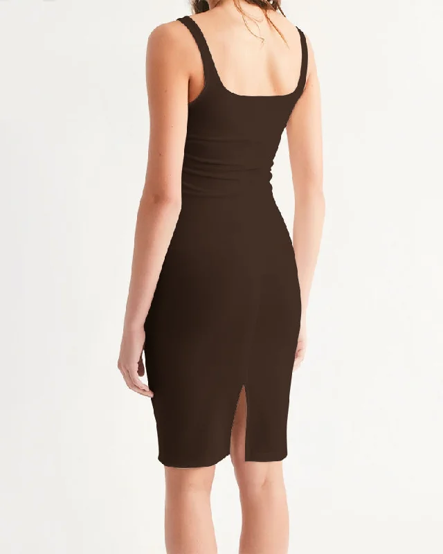 AKH Brown Women's Midi Bodycon Dress