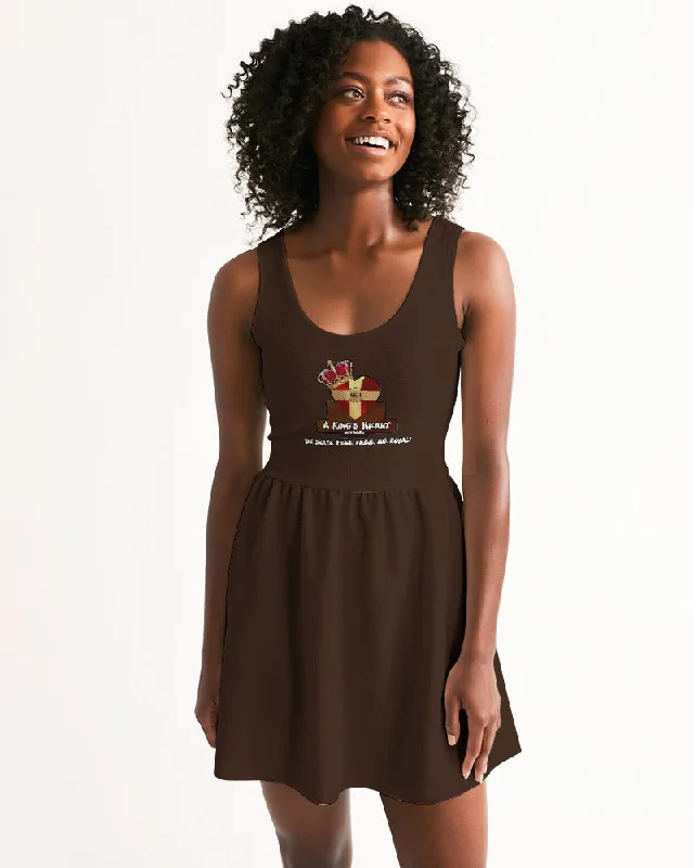 AKH Brown Women's Scoop Neck Skater Dress