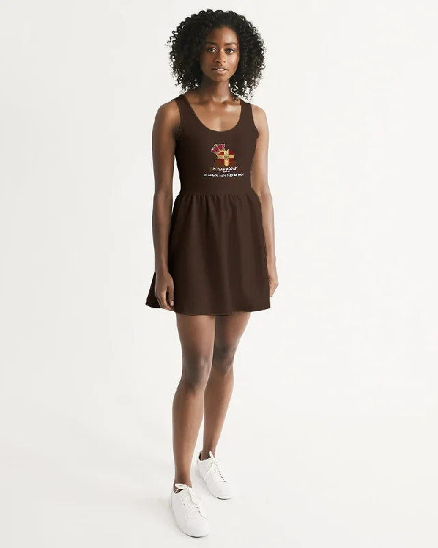 AKH Brown Women's Scoop Neck Skater Dress