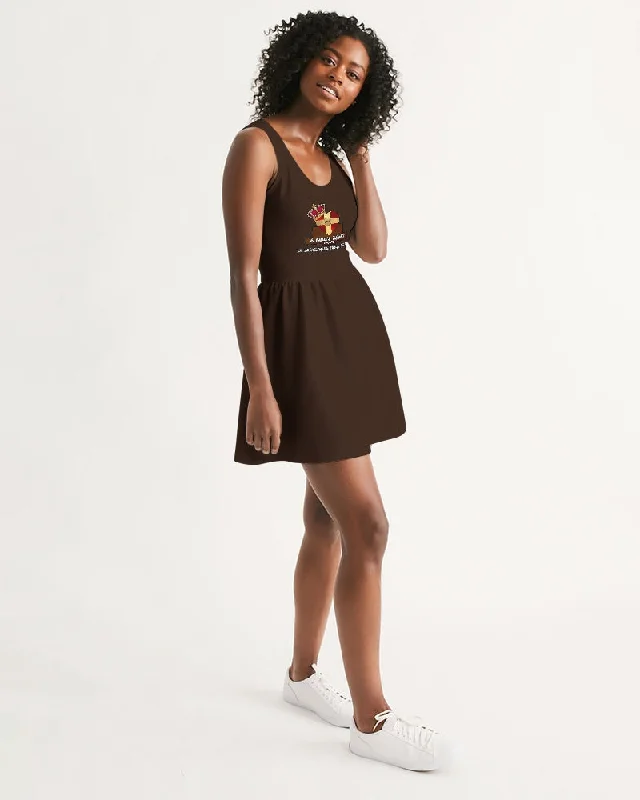 AKH Brown Women's Scoop Neck Skater Dress