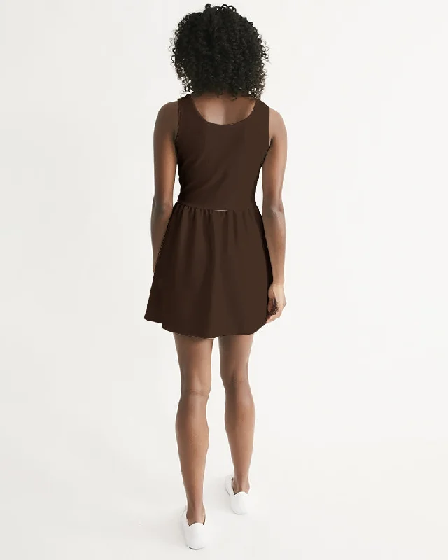 AKH Brown Women's Scoop Neck Skater Dress