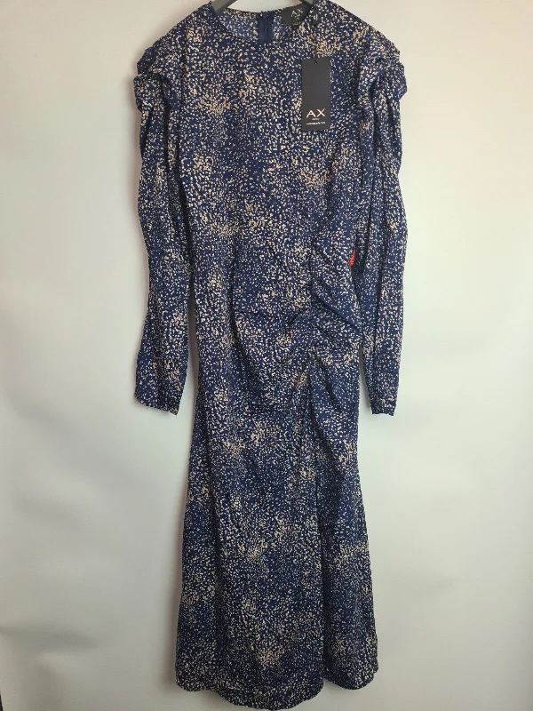 AX PARIS Navy Printed Split Leg Midi Dress Size 10