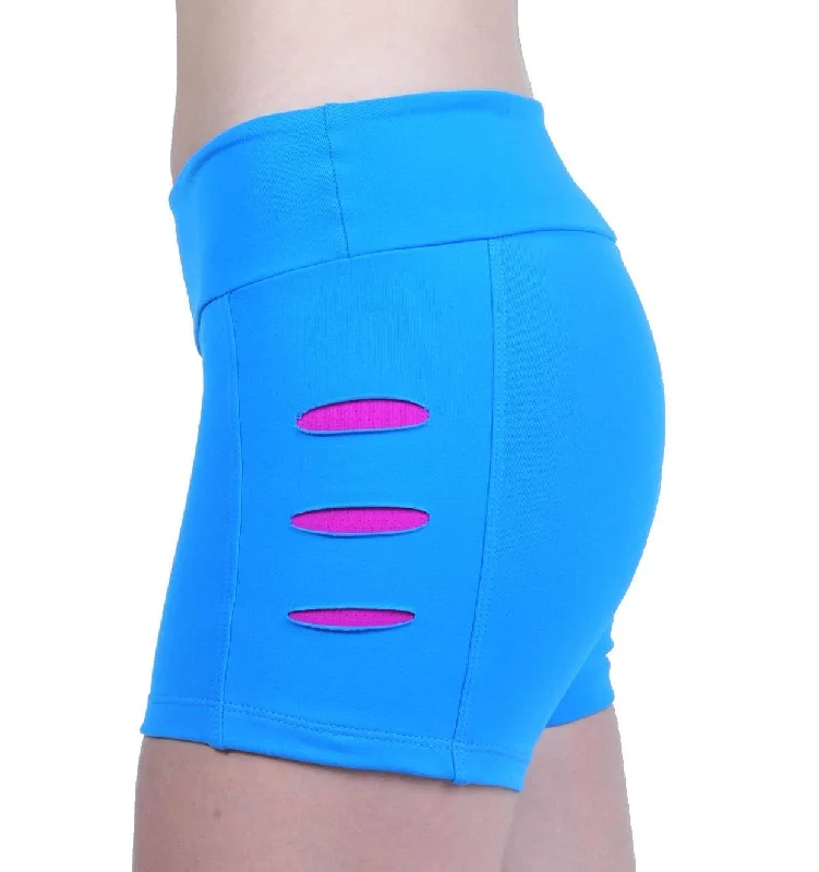 Final Sale! Bia Brazil Activewear Sliced up Shorts SH2451 Turquoise/Fuschia