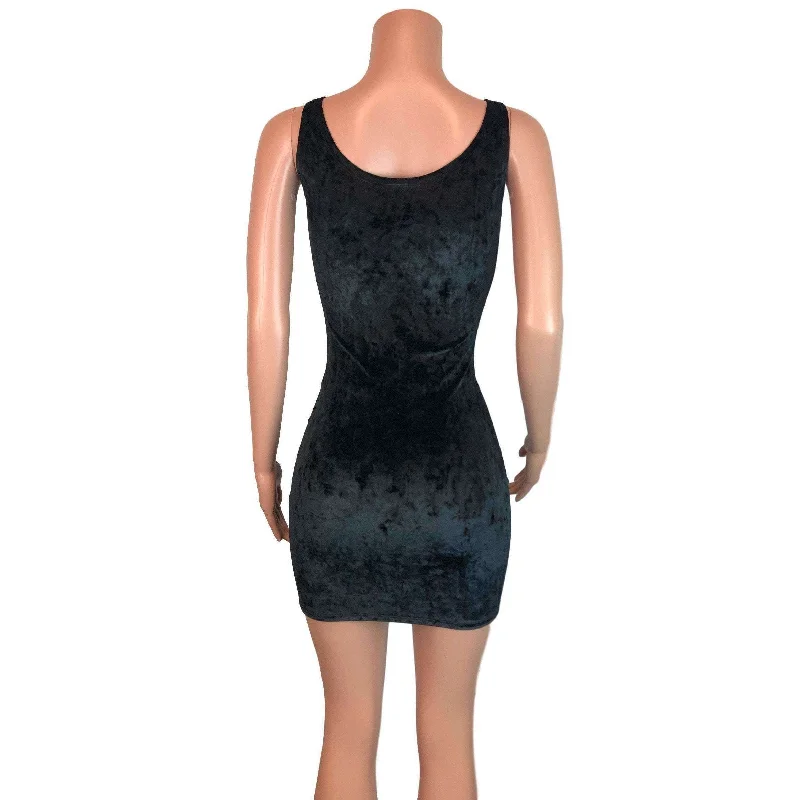 Black Crushed Velvet Bodycon Dress