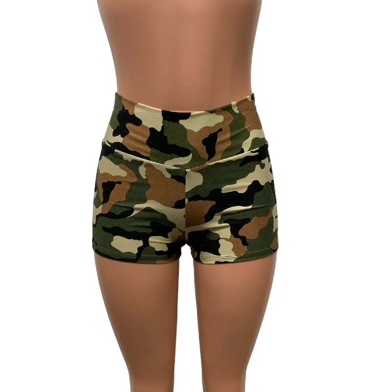 High Waisted Booty Shorts - Camo