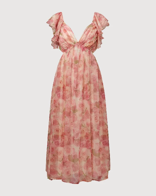 Chiffon Ruffle Midi Dress