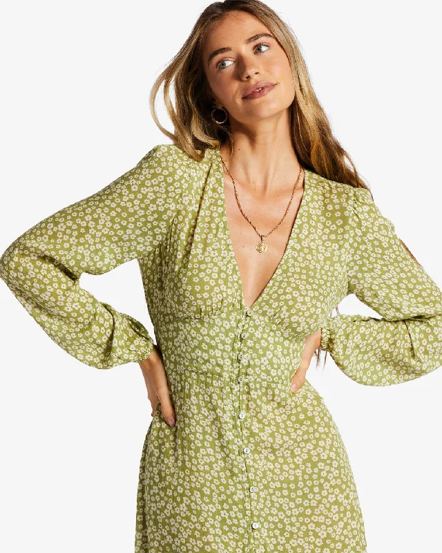 Cool Nights Midi Dress - Green Eyes