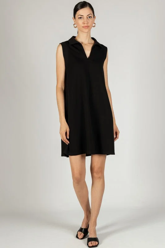 Butter Modal Collared Dress - Black