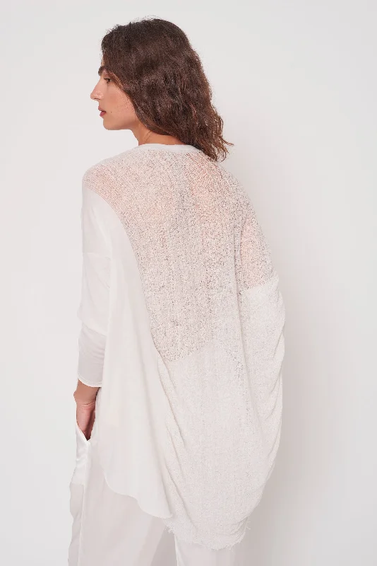 Dirty White 3/4 Sleeve Shredded Cocoon Top