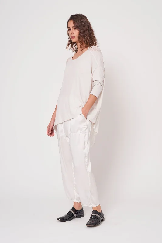 Dirty White 3/4 Sleeve Shredded Cocoon Top