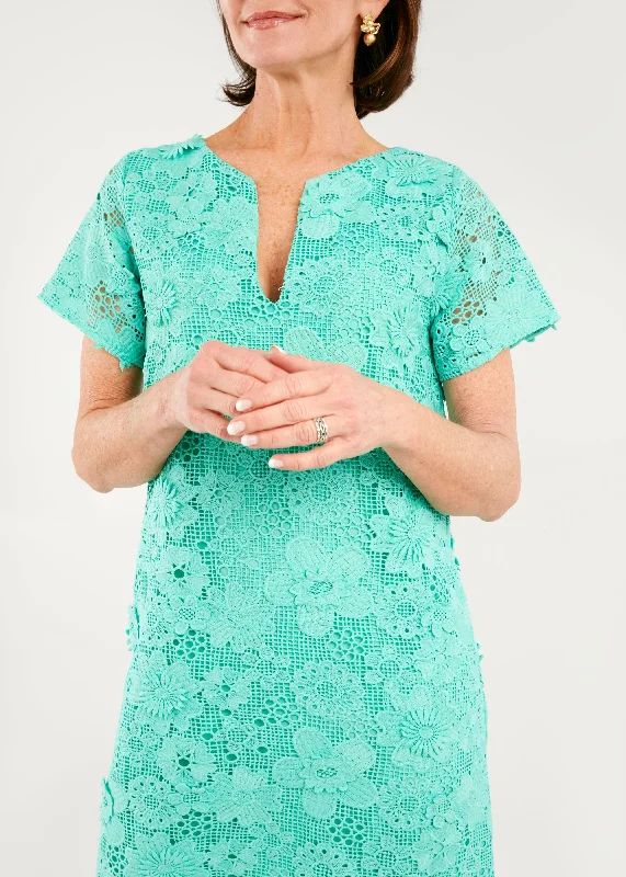 Heidi Caftan Gown Julep Green 3-D Lace