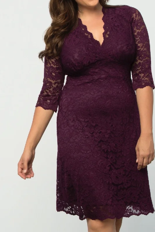 Kiyonna	Boudoir Lace Dress - Wine    *Final Sale*